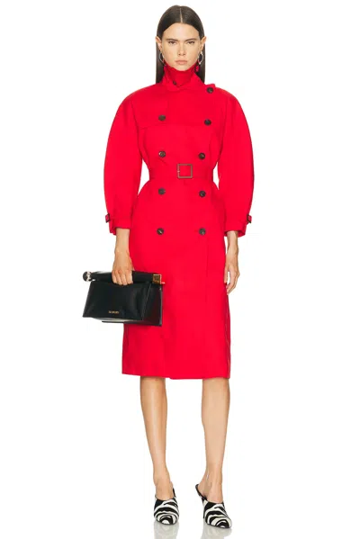 Jacquemus Belted Trench Coat With Structured Collar In Red