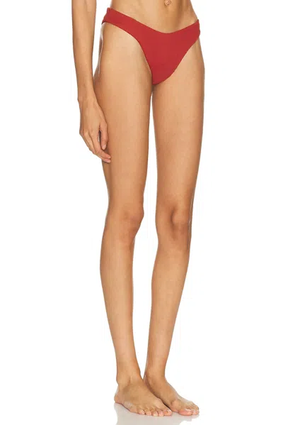 Haight Leila Ribbed Bikini Bottom In Burgundy