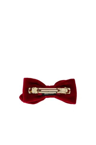 Miu Miu Velluto Hair Clip In Red