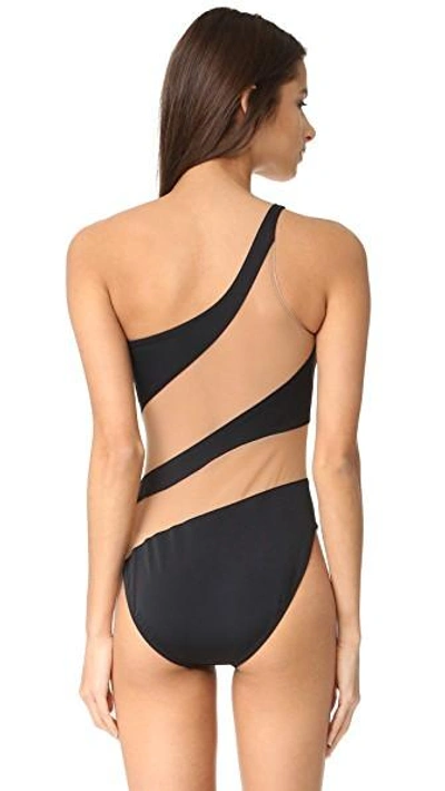 Shop Norma Kamali Snake Mesh Mio One Piece In Black