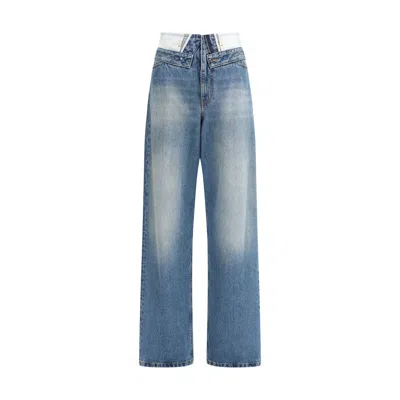 Mm6 Maison Margiela Light Blue Cotton Straight-leg Jeans In Blue