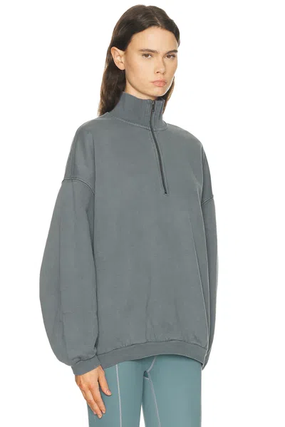 Skims Boyfriend Fleece Slouchy Turtleneck Pullover Sweatshirt In Gray