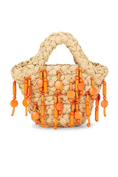 Simonmiller Mini Beaded Mercado Tote Bag In Orange
