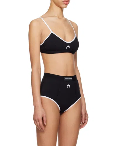Marine Serre Logo Bra In Black