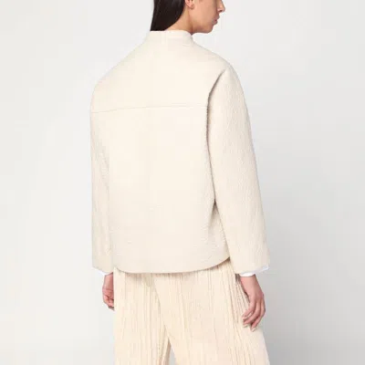 Mark Kenly Domino Tan Jacket In Boiled Wool Écru In White