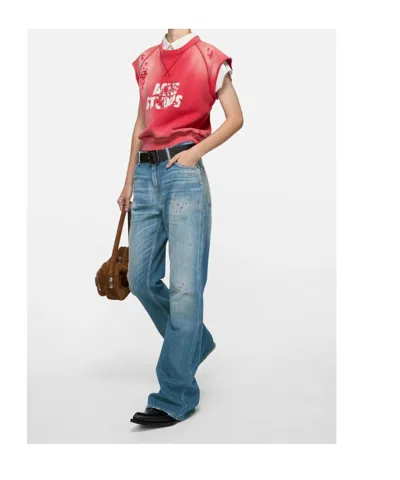 Acne Studios Flared Patch Trousers In Blue