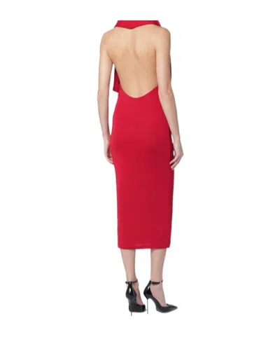 The Andamane Annie Hooded Midi Dress Open Back In Red