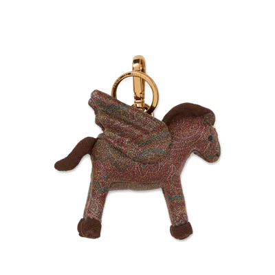 Etro Pony Keychain In Brown