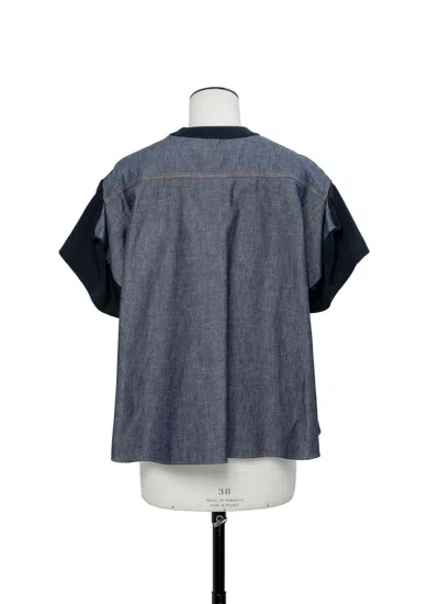 Sacai Patchwork Design Short Sleeve In Blue