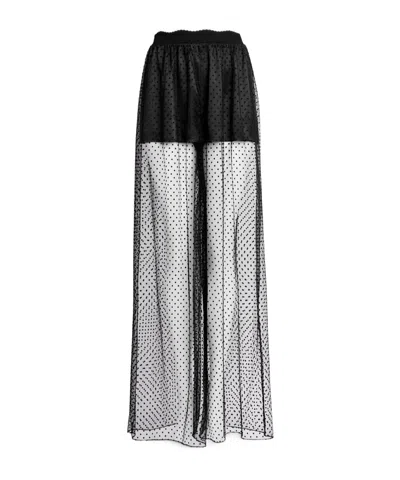Alaïa Wide Leg Mesh Pants In Black