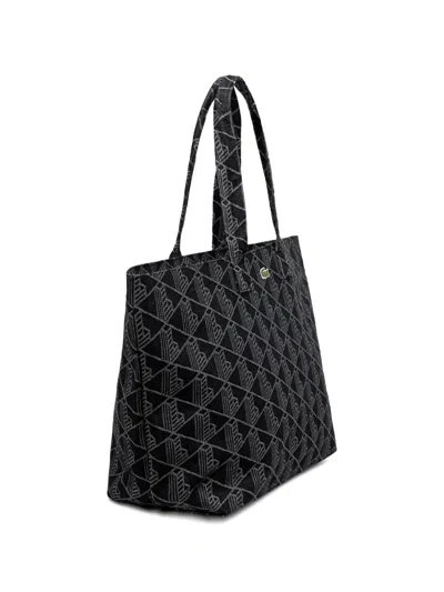 Lacoste Jacquard Logo Tote Bag In Black