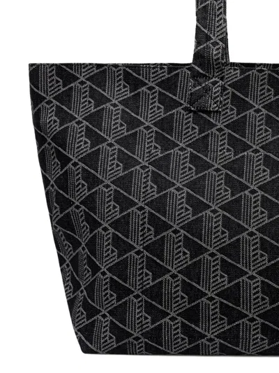 Lacoste Jacquard Logo Tote Bag In Black