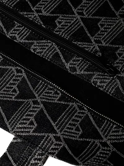 Lacoste Jacquard Logo Tote Bag In Black