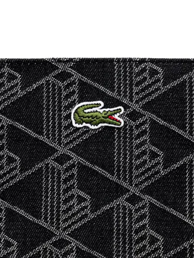 Lacoste Jacquard Logo Tote Bag In Black