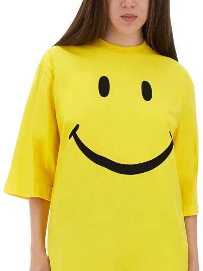 Moschino Couture Smile Tshirt In Yellow