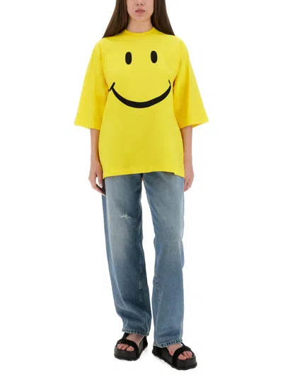 Moschino Couture Smile Tshirt In Yellow