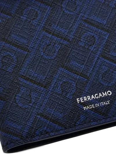 Ferragamo Monogram Print Wallet In Blue