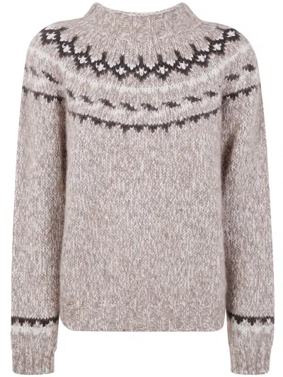 P.a.r.o.s.h Parosh Sand Alpaca Blend Sweaters In Brown