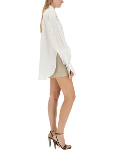Peter Do Adjustable Tie Collared Shirt With High-low Hem In White
