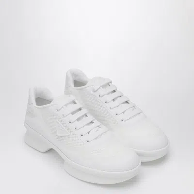 Prada White Fabric And Mesh Low-top Sneaker