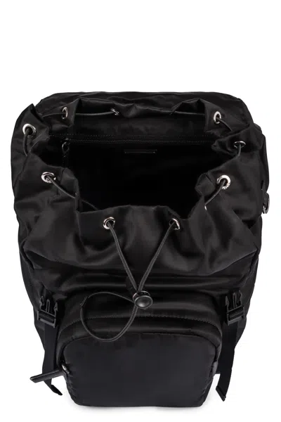 Prada Nylon Backpack With Adjustable Straps And Pockets In Black