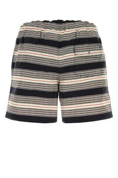 Prada Embroidered Stripes Nylon Swim Shorts In Multi