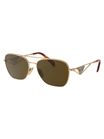Prada Womens Gold Pr A50s Aviator-frame Metal Sunglasses In Gold