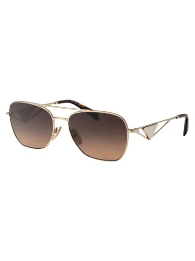 Prada Pilot Frame Sunglasses Sunglasses In Gold