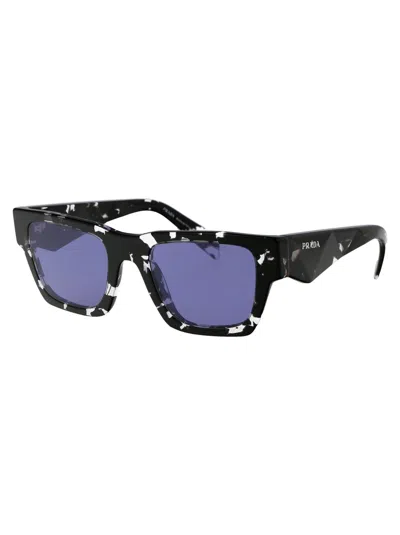 Prada Tortoise Black Crystal Acetate Sunglasses In Blue