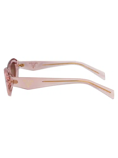 Prada Transparent Peach Acetate Sunglasses In Pink