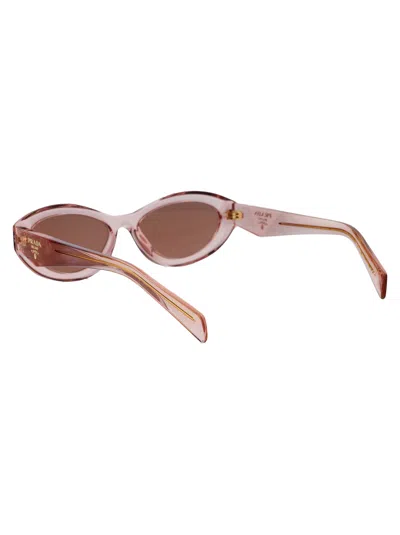 Prada Transparent Peach Acetate Sunglasses In Pink