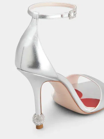 Roger Vivier Silver Sandal With Jewelled Heel In Gray