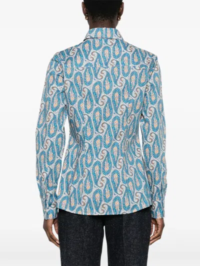 Etro Paisley Collared Shirt In Blue