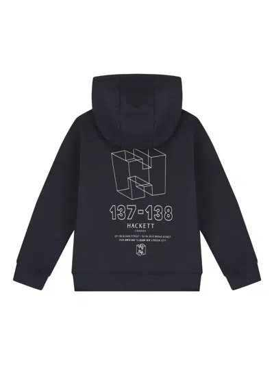 Hackett Branded H Logo Hoodie In Blue