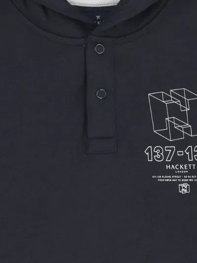Hackett Branded H Logo Hoodie In Blue