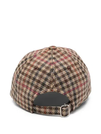 Apc Houndstooth-pattern Baseball Cap In Brown