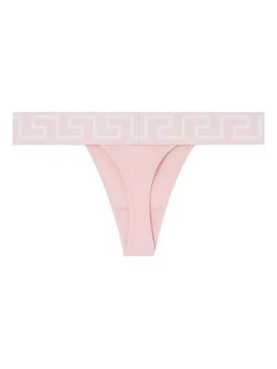 Versace Greca-border Thong In Pink