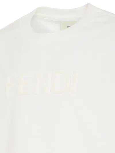Fendi Logo-embroidered T-shirt In White