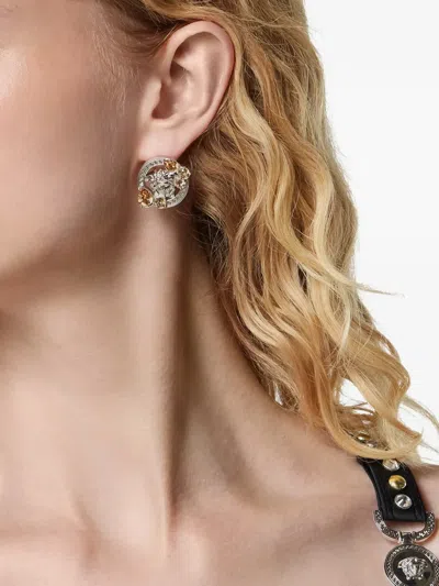Versace Medusa Stud Earrings In Metallic
