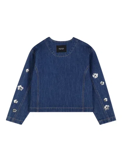 Marc Jacobs Flower-motif Denim Jacket In Blue