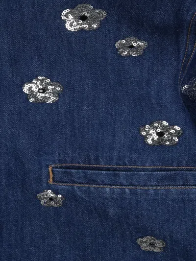Marc Jacobs Flower-motif Denim Jacket In Blue