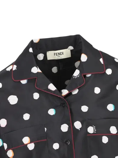Fendi Polka-dot Piped Shirt In Black