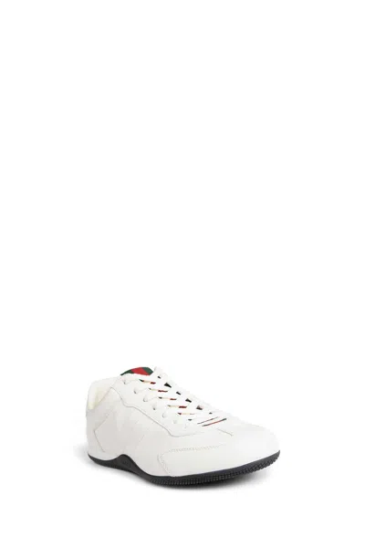 Gucci White Calf Leather Bos Taurus Low Top Sneakers In Neutral