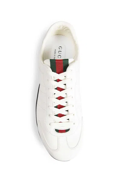 Gucci White Calf Leather Bos Taurus Low Top Sneakers In Neutral