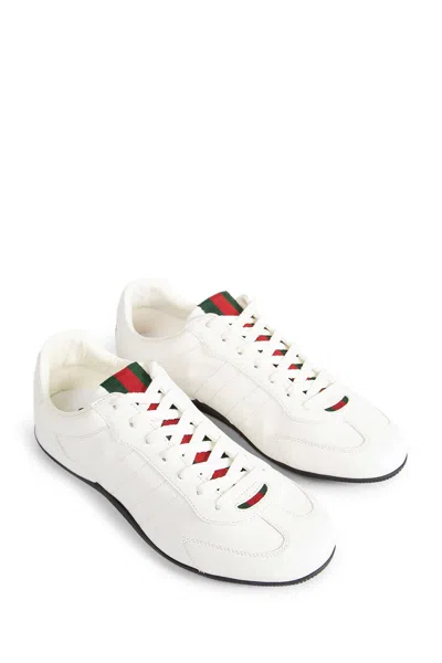 Gucci White Calf Leather Bos Taurus Low Top Sneakers In Neutral