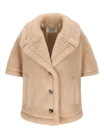 Max Mara Alpaca Wool Cape In Neutral