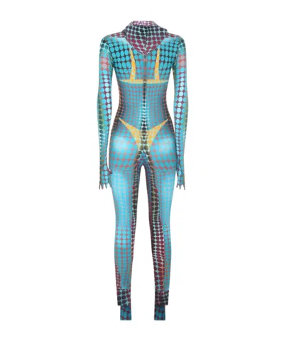 Jean Paul Gaultier Printed Zipper Jumpsuit In Multi