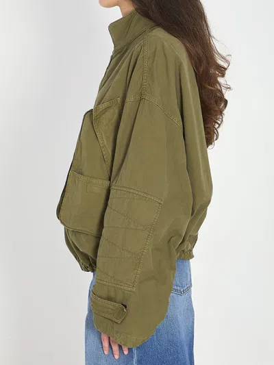 Attico Canvas Bomber Jacket In Green