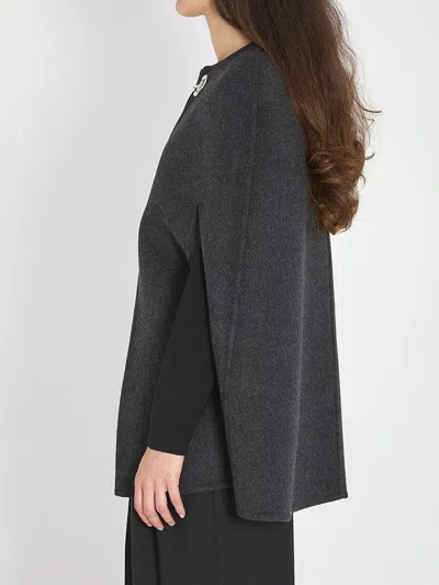 Gucci Reversible Wool Cape With Horsebit Detail In Gray