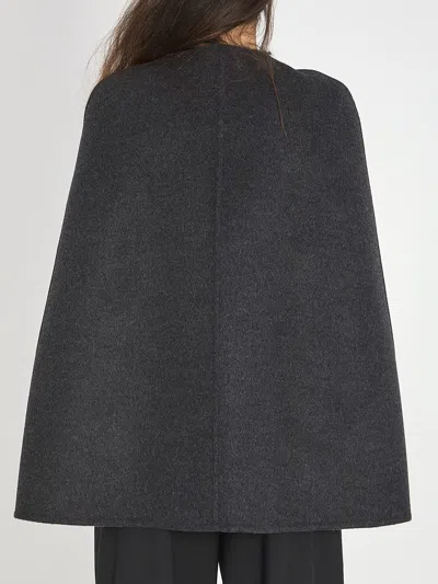 Gucci Reversible Wool Cape With Horsebit Detail In Gray